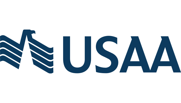 USAA logo featuring a stylized eagle with outstretched wings on the left and the bold letters USAA to the right in dark blue, symbolizing trust and Restoration Connection.